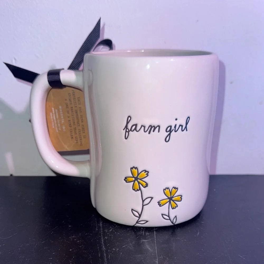 Rae Dunn White Mug with Yellow Floral Design - Picture 2 of 2